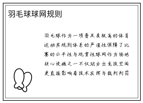 羽毛球球网规则